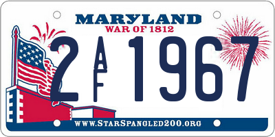 MD license plate 2AF1967