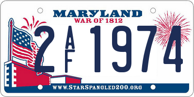 MD license plate 2AF1974