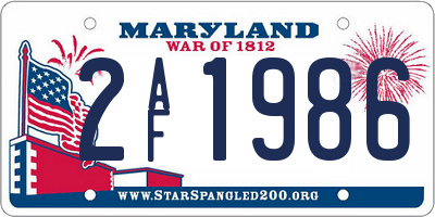 MD license plate 2AF1986