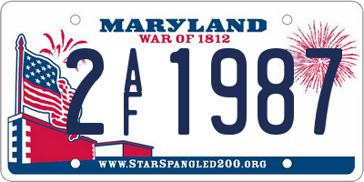 MD license plate 2AF1987