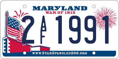 MD license plate 2AF1991