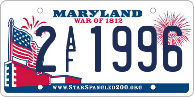 MD license plate 2AF1996