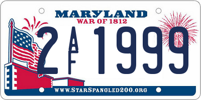 MD license plate 2AF1999