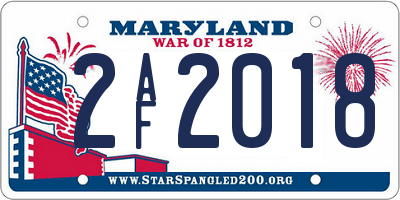 MD license plate 2AF2018