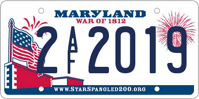 MD license plate 2AF2019