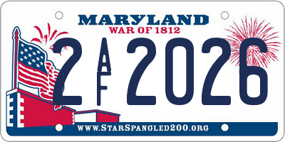 MD license plate 2AF2026