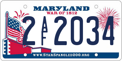 MD license plate 2AF2034