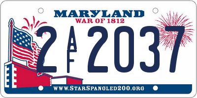 MD license plate 2AF2037