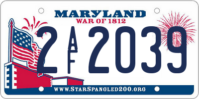 MD license plate 2AF2039