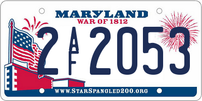 MD license plate 2AF2053