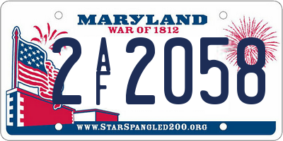 MD license plate 2AF2058