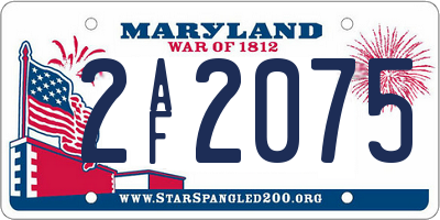 MD license plate 2AF2075