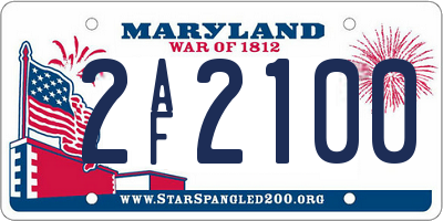 MD license plate 2AF2100
