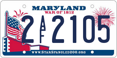 MD license plate 2AF2105