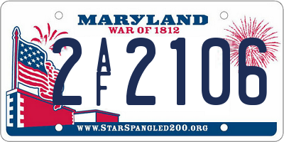 MD license plate 2AF2106