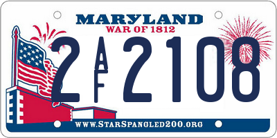 MD license plate 2AF2108