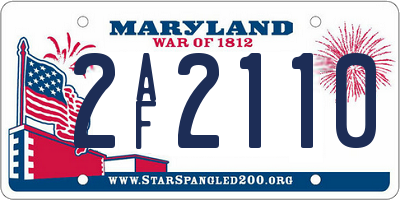 MD license plate 2AF2110