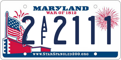 MD license plate 2AF2111