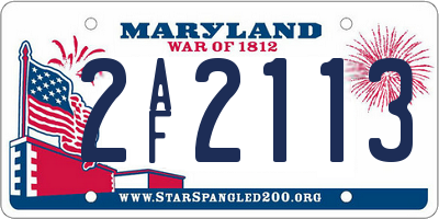 MD license plate 2AF2113