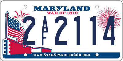 MD license plate 2AF2114