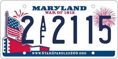 MD license plate 2AF2115