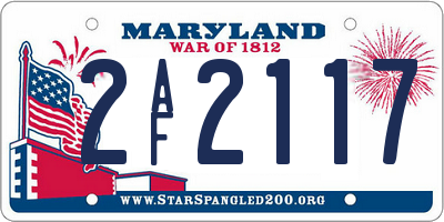 MD license plate 2AF2117