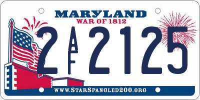 MD license plate 2AF2125