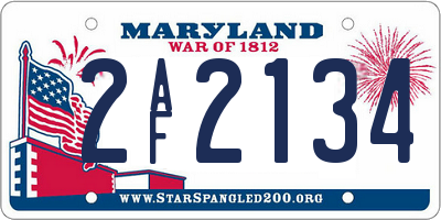MD license plate 2AF2134
