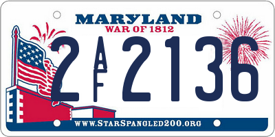 MD license plate 2AF2136