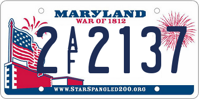 MD license plate 2AF2137