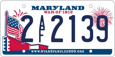 MD license plate 2AF2139