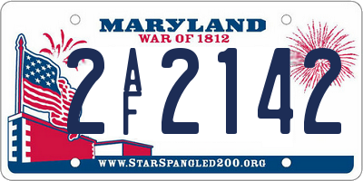 MD license plate 2AF2142