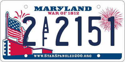 MD license plate 2AF2151