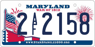 MD license plate 2AF2158