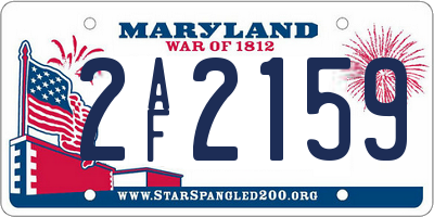 MD license plate 2AF2159