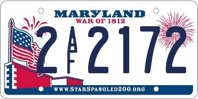 MD license plate 2AF2172