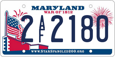 MD license plate 2AF2180