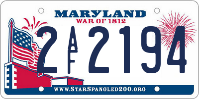 MD license plate 2AF2194