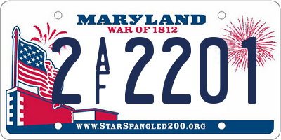 MD license plate 2AF2201
