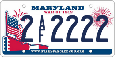 MD license plate 2AF2222