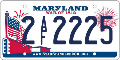 MD license plate 2AF2225