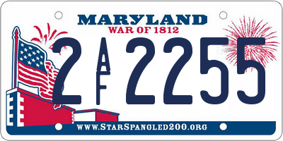 MD license plate 2AF2255