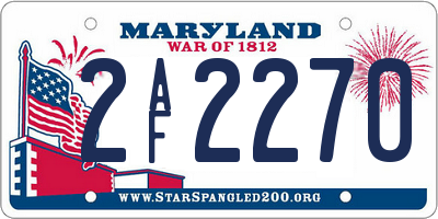 MD license plate 2AF2270