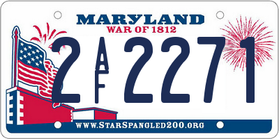 MD license plate 2AF2271