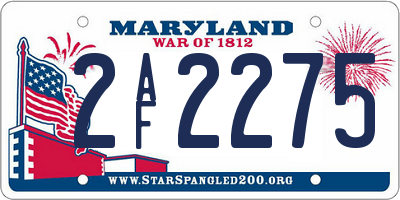 MD license plate 2AF2275