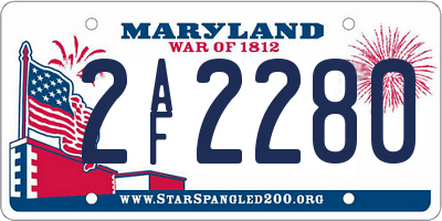 MD license plate 2AF2280