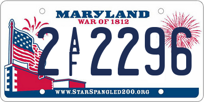 MD license plate 2AF2296
