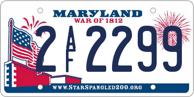 MD license plate 2AF2299