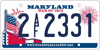 MD license plate 2AF2331