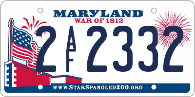 MD license plate 2AF2332